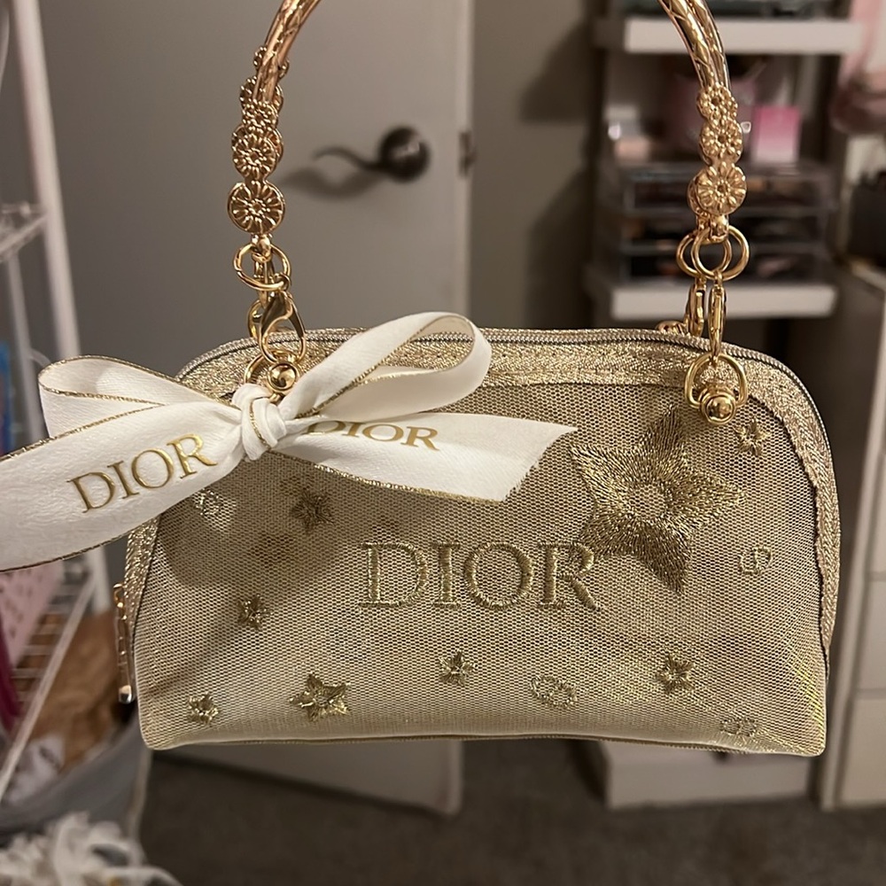Dior Gold Women's Pouch with Handles/Dior Ribbon - Picture 3 of 8
